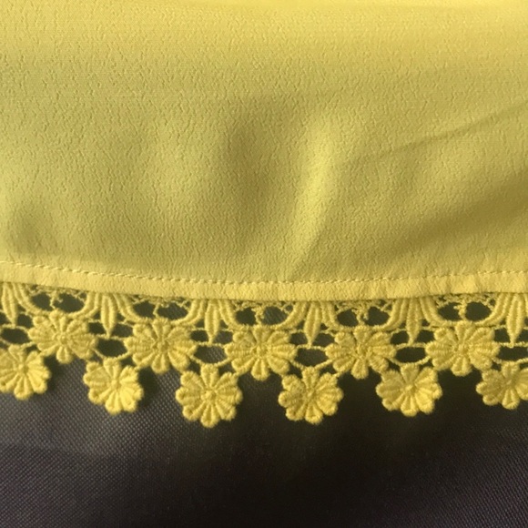 Yellow Spaghetti Strap Floral Embroidered Belted Mini Dress Size M - Picture 2 of 5